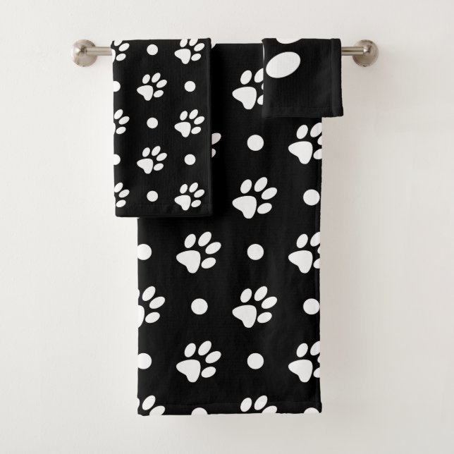 Schwarz-Weiß-Drucke und Polka-Punkte Badhandtuch Set (Insitu)
