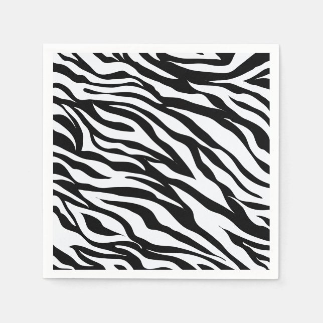 Schwarz-Weiß-Dschungel Zebra-Muster drucken Serviette (Vorderseite)