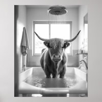 Schwarz-Weiß-Dusche Hochland-Kuh-Bad