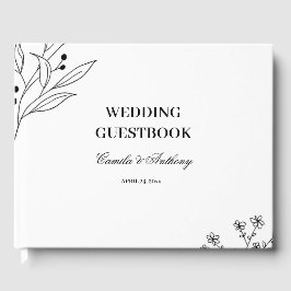Schwarz-Weiß-Ecke Floral Boho Hochzeit Gästebuch