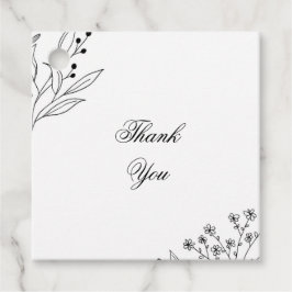 Schwarz-Weiß-Ecke Floral Boho Hochzeit Geschenkanhänger