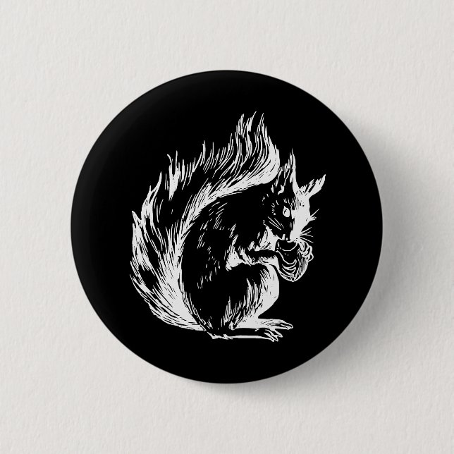 Schwarz-Weiß-Eichhörnchen-Kunst Button (Vorderseite)