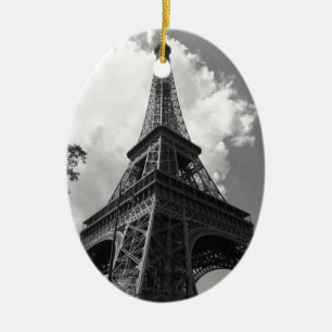 Schwarz-Weiß-Eiffelturm in Paris Keramik Ornament