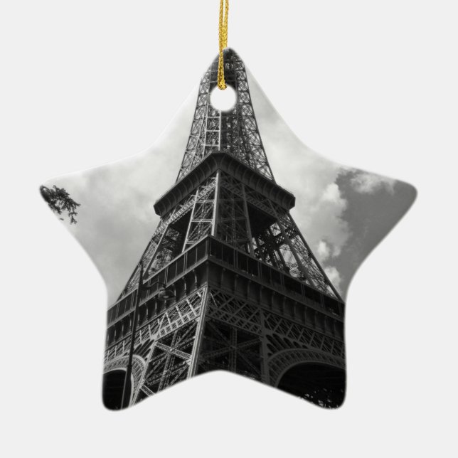 Schwarz-Weiß-Eiffelturm in Paris Keramikornament (Vorne)
