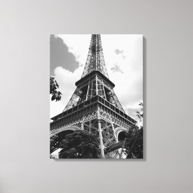 Schwarz-Weiß-Eiffelturm in Paris Leinwanddruck (Vorderseite)