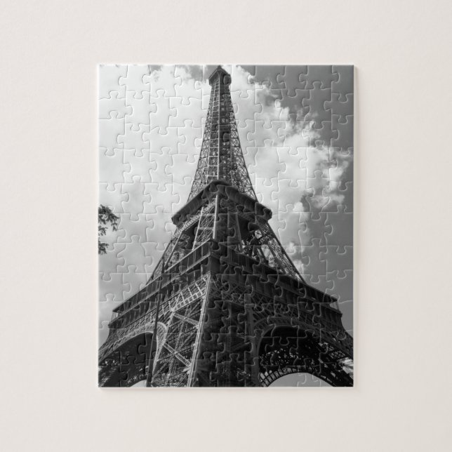 Schwarz-Weiß-Eiffelturm in Paris Puzzle (Vertikal)