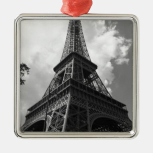 Schwarz-Weiß-Eiffelturm in Paris Silbernes Ornament