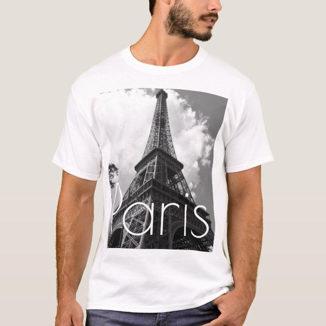 Schwarz-Weiß-Eiffelturm in Paris T-Shirt (Vorderseite)