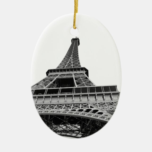 Schwarz-Weiß-Eiffelturm Keramikornament (Vorne)