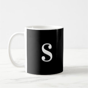 Schwarz Weiß Einfach Elegant Monogramm Anfangsbuch Kaffeetasse
