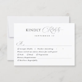 Schwarz & Weiß Einfach Moderne Minimalistische Kla RSVP Karte