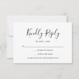 Schwarz-Weiß-Einfache Elegante Hochzeit-UAWG RSVP Karte