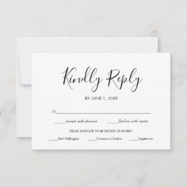 Schwarz-Weiß-Einfache Elegante Hochzeit-UAWG RSVP Karte