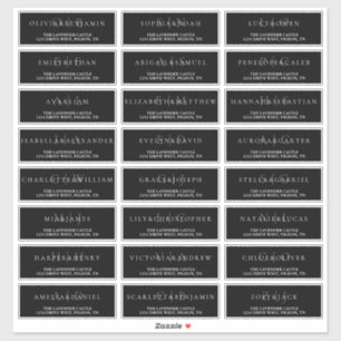 Schwarz-Weiß-Einfache formelle Hochzeitsadresse Aufkleber