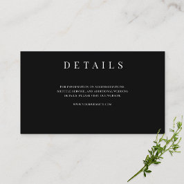 Schwarz/Weiß einfache formelle Hochzeitsdetails Begleitkarte