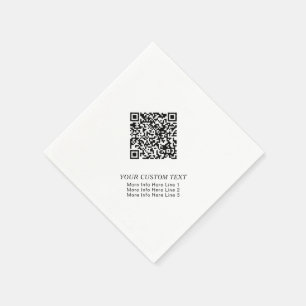 Schwarz-Weiß-einfache Geschäft- QR-Code Werbeartik Serviette