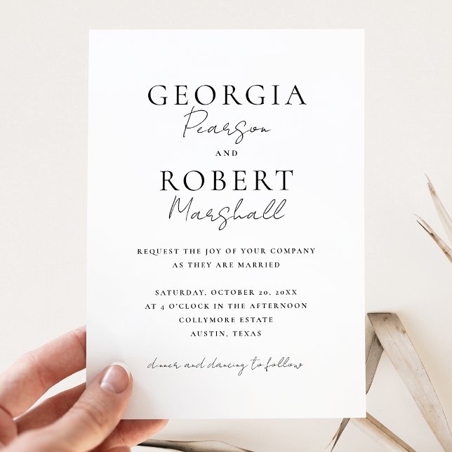 Schwarz-Weiß-Einfache Hochzeit Einladung (Von Creator hochgeladen)