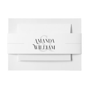 Schwarz-Weiß-Einfache Hochzeit Einladungsbanderole