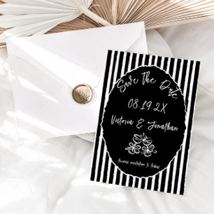 Schwarz-Weiß-Einfache Hochzeit retten das Datum Save The Date