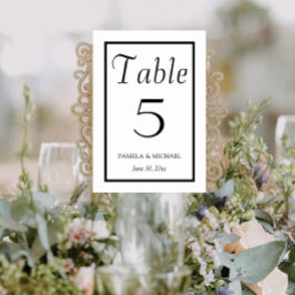 Schwarz-Weiß-Einfache Hochzeit Tischnummer