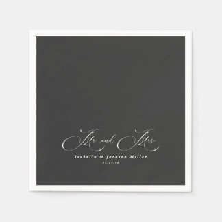 Schwarz/Weiß Einfache Minimalistische Hochzeit Serviette