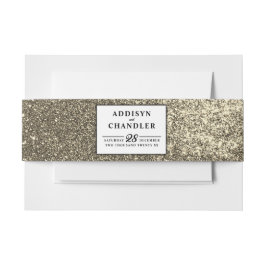 Schwarz-Weiß-Einfache Moderne HochzeitGold-Glitzer Einladungsbanderole