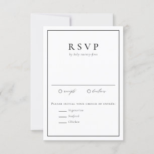 Schwarz-Weiß-Einfache Typografie RSVP Karte