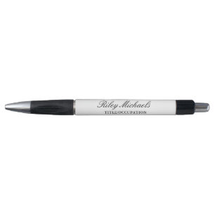 Schwarz Weiß Einfaches Elegantes Monogramm Name Ti Kugelschreiber