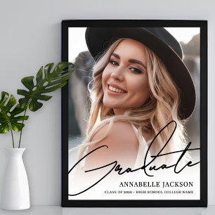 Schwarz Weiß Einfaches Foto Abschlussfeier Schild