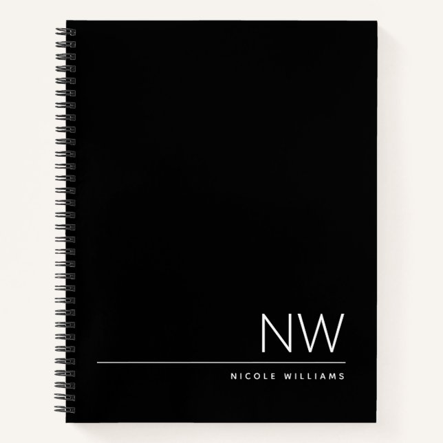 Schwarz-Weiß einfaches minimalistisches Design Notizbuch (Vorderseite)