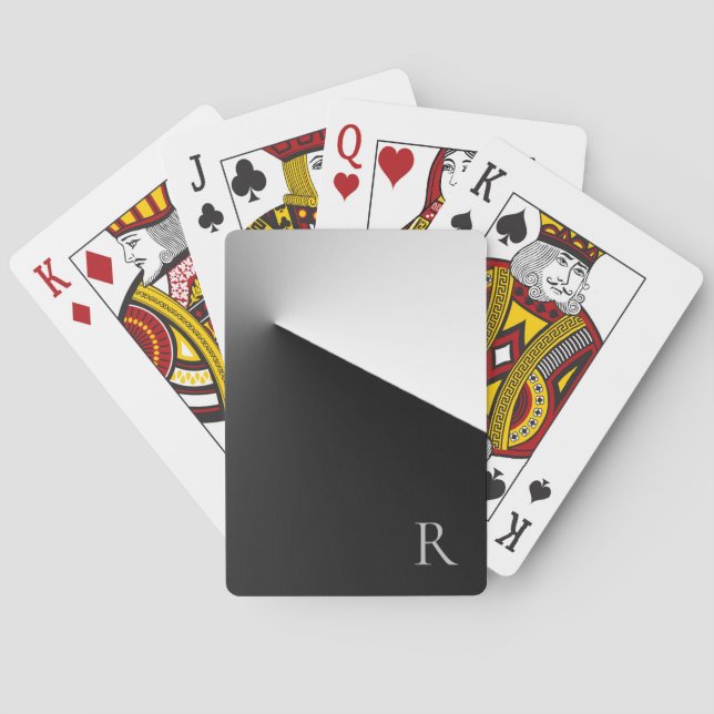 Schwarz-Weiß einfaches Monogramm Spielkarten (Rückseite)