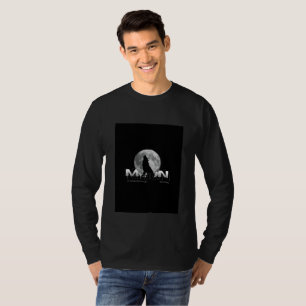 Schwarz-Weiß einfaches Wolf- und Mond-T-Shirt T-Shirt