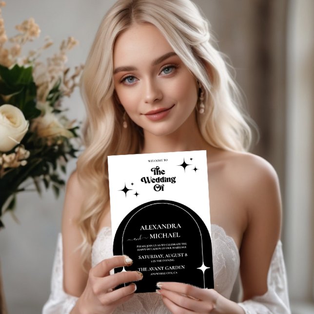 Schwarz-Weiß-Einladung zur minimalen Retro-Arche Einladung (Von Creator hochgeladen)