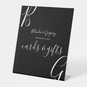 Schwarz-Weiß-Eintritte Hochzeitskarten und Geschen Sockelschild