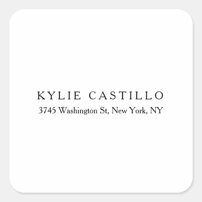 Schwarz-weiß Einzigartig klassisches Beruflich Quadratischer Aufkleber (Vorderseite)