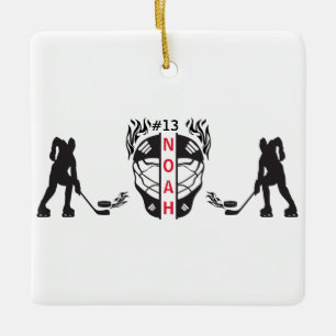 Schwarz-Weiß-Eishockey-Torwart Keramikornament