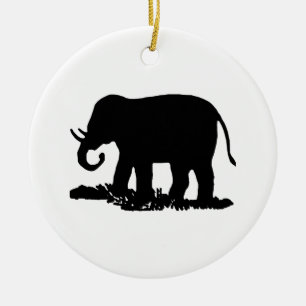 Schwarz-Weiß-Elefant-Silhouette Keramikornament