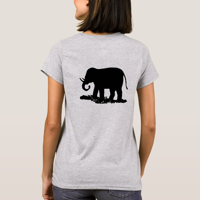 Schwarz-Weiß-Elefant-Silhouette T-Shirt (Rückseite)