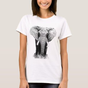 Schwarz-Weiß-Elefant T-Shirt