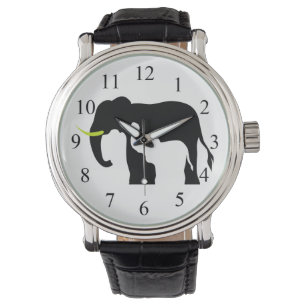 Schwarz-Weiß-Elefanten Armbanduhr