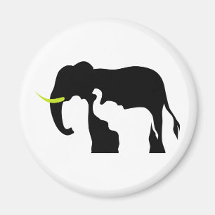 Schwarz-Weiß-Elefanten Magnet