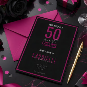 Schwarz Weiß Elegant 50 und Fantastisch Geburtstag Einladung