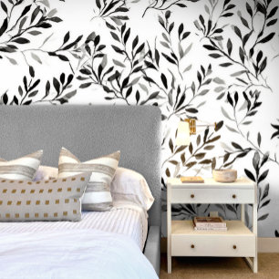 Schwarz-weiß Elegant Modernes Leaf Tapete