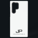 Schwarz-Weiß-Elegant Modernes Minimalistisches Mon Samsung Galaxy Hülle<br><div class="desc">Moderne,  Minimalistische Monogramm Vorlage Schwarz-Weiß-Handy Cases & Zubehör / Samsung Hüllen / Galaxy S22 Ultra Case.</div>