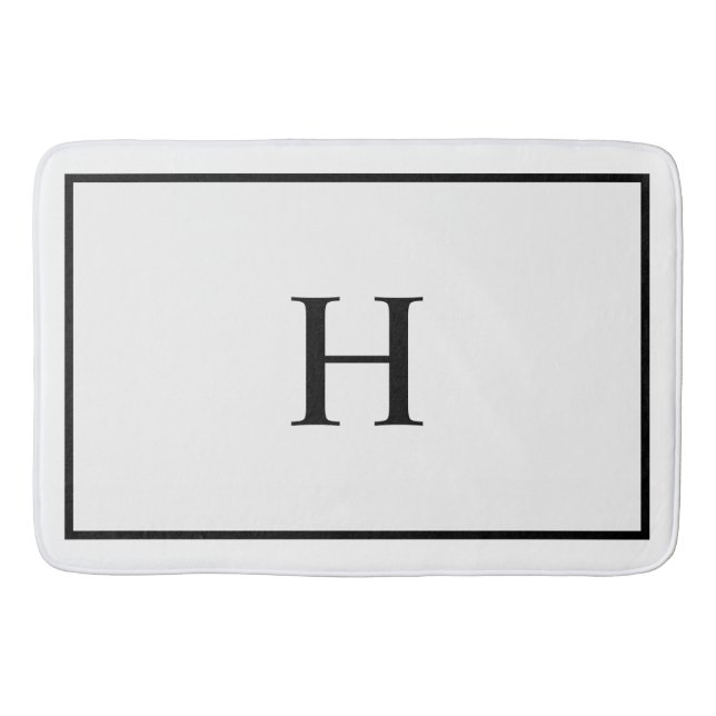 Schwarz Weiß Elegant Modernes Monogramm Badematte (Vorderseite)