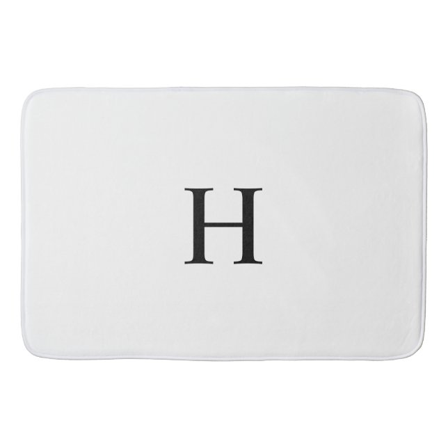 Schwarz Weiß Elegant Modernes Monogramm Badematte (Vorderseite)