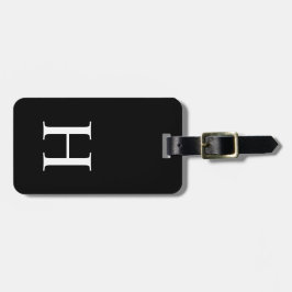 Schwarz-Weiß-Elegant Modernes Monogramm Gepäckanhänger