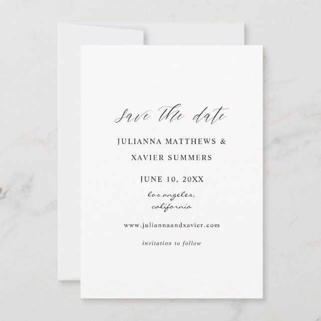 Schwarz-Weiß-Elegant Save the Date (Vorderseite)