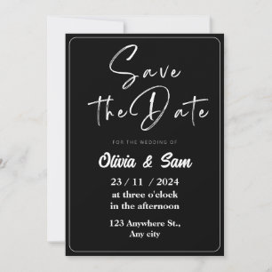 Schwarz-Weiß-Elegant Save the Date Einladung