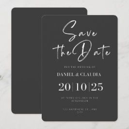 Schwarz-Weiß-Elegant Save the Date Einladung